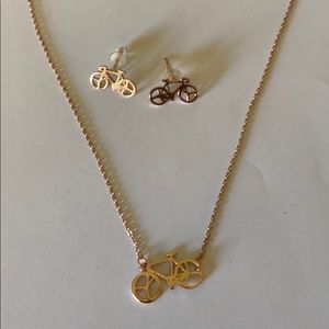 Lovoda Bicycle Rose Gold Earrings and Necklace